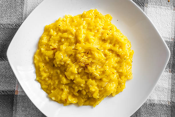 Risotto milanese, an italian recipe typical of Milan stock photo