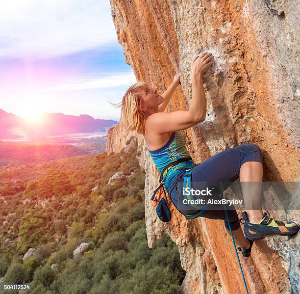 Climber Trying Keep Hold In Last Effort Avoid Deep Fall Stock Photo - Download Image Now