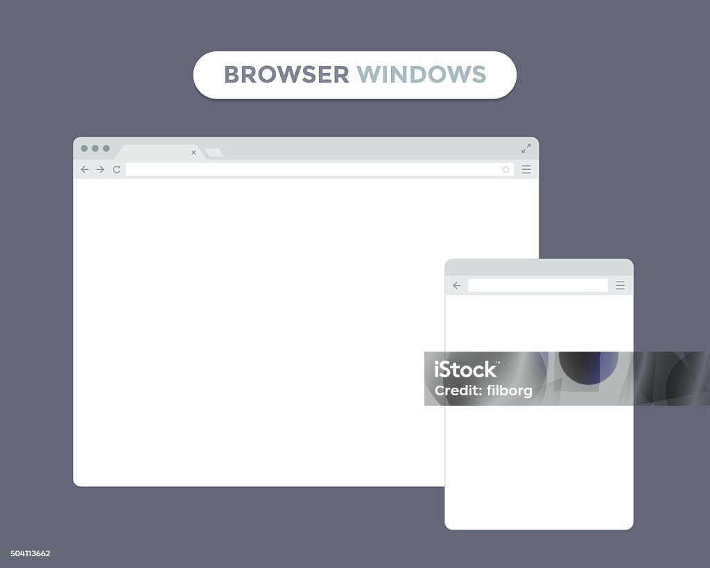 Web Browser Window Desktop and mobile phone browser windows. Different devices web browser Web Browser stock vector