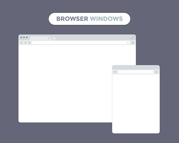Web Browser Window Desktop and mobile phone browser windows. Different devices web browser windows folder icon stock illustrations