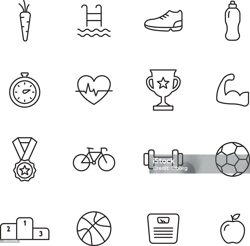 Sport Line Icons Sport and fitness thin line icons set Heart Shape stock vector