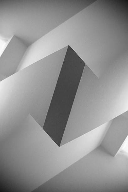 istock Inclined partitions with natural lighting. Abstract 3D interior sketch. 504119962