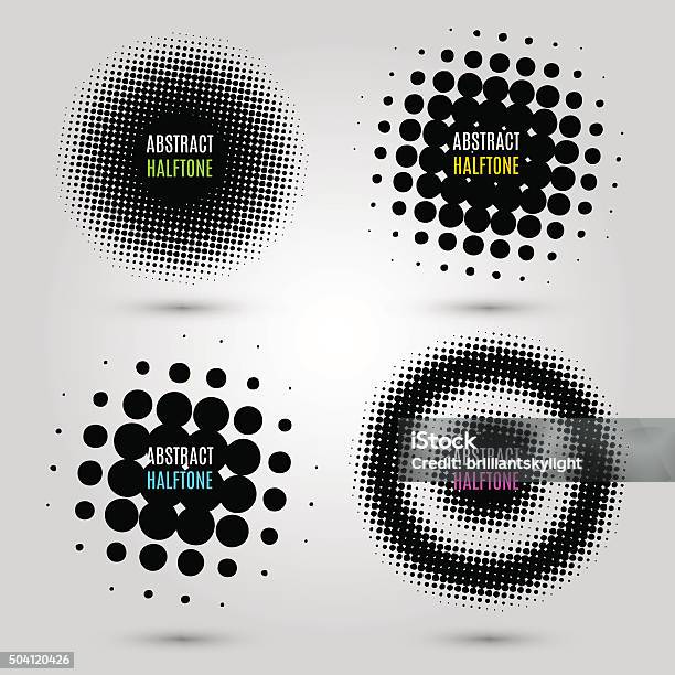Am Halftone Design Set With Abstract Halftone Design Elements Stock Illustration ...