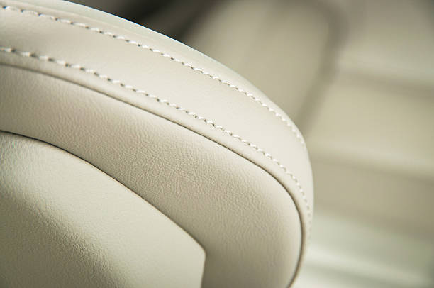 istock Leather car seats  detail with focus on stitch 504122476