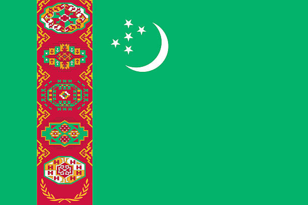 ilustrações, clipart, desenhos animados e ícones de bandeira do turcomenistão - turquemenistão