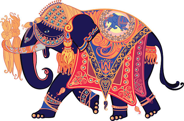 ilustraciones, imágenes clip art, dibujos animados e iconos de stock de elefante indio - chunky jewelry