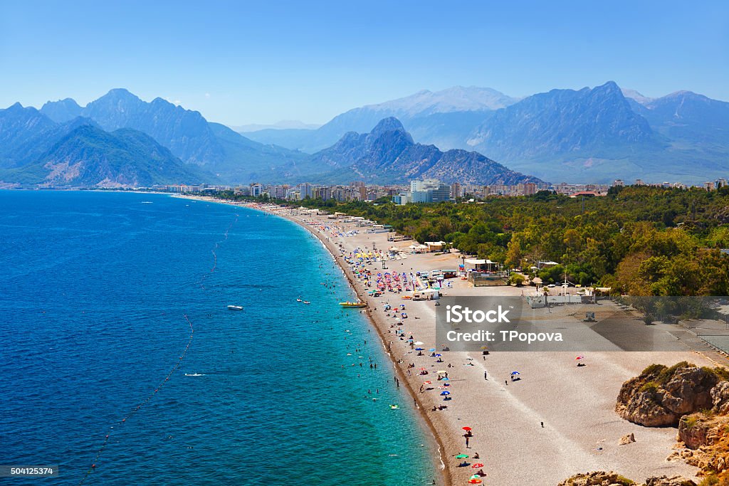 Beach at Antalya Turkey Beach at Antalya Turkey - travel background Antalya Province Stock Photo