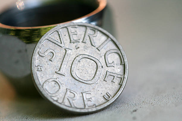Old coin from Sweden , macro