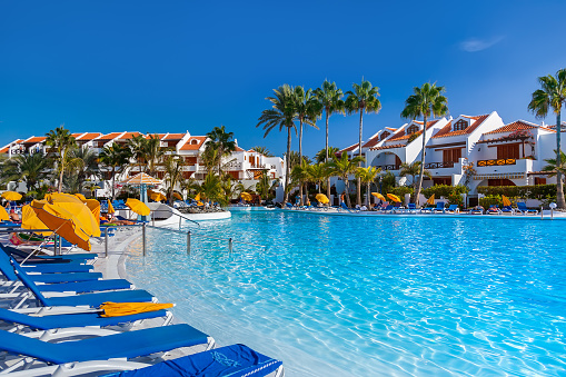 Water pool at Tenerife island - vacation background