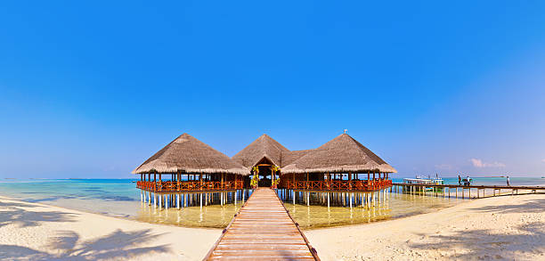 Tropical Maldives island Tropical Maldives island - nature travel background water bungalow maldives stock pictures, royalty-free photos & images