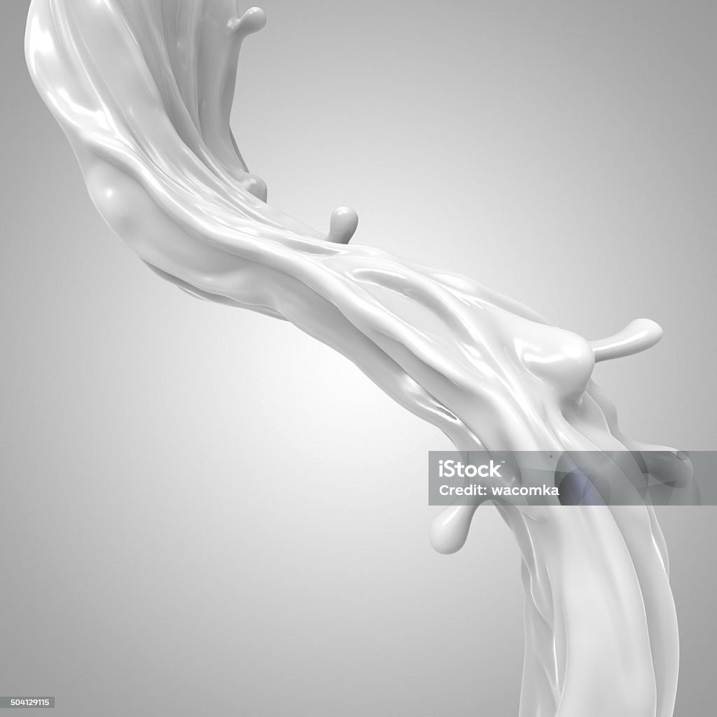 3d abstract liquid white milk splash isolated on light background Abstract Stock Photo