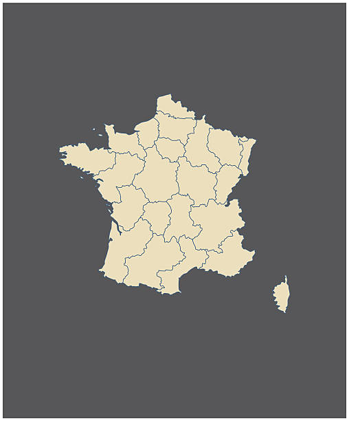 illustrazioni stock, clip art, cartoni animati e icone di tendenza di francia mappa di contorno vettoriale di sfondo grigio - cher