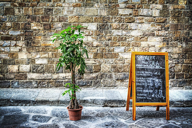 restaurant menu written on a blasck board in Florence