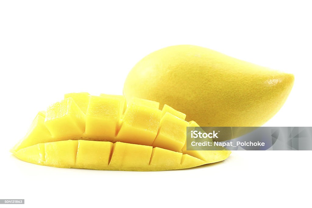 Yellow mango isolated Yellow mango isolated on white background Breakfast Stock Photo