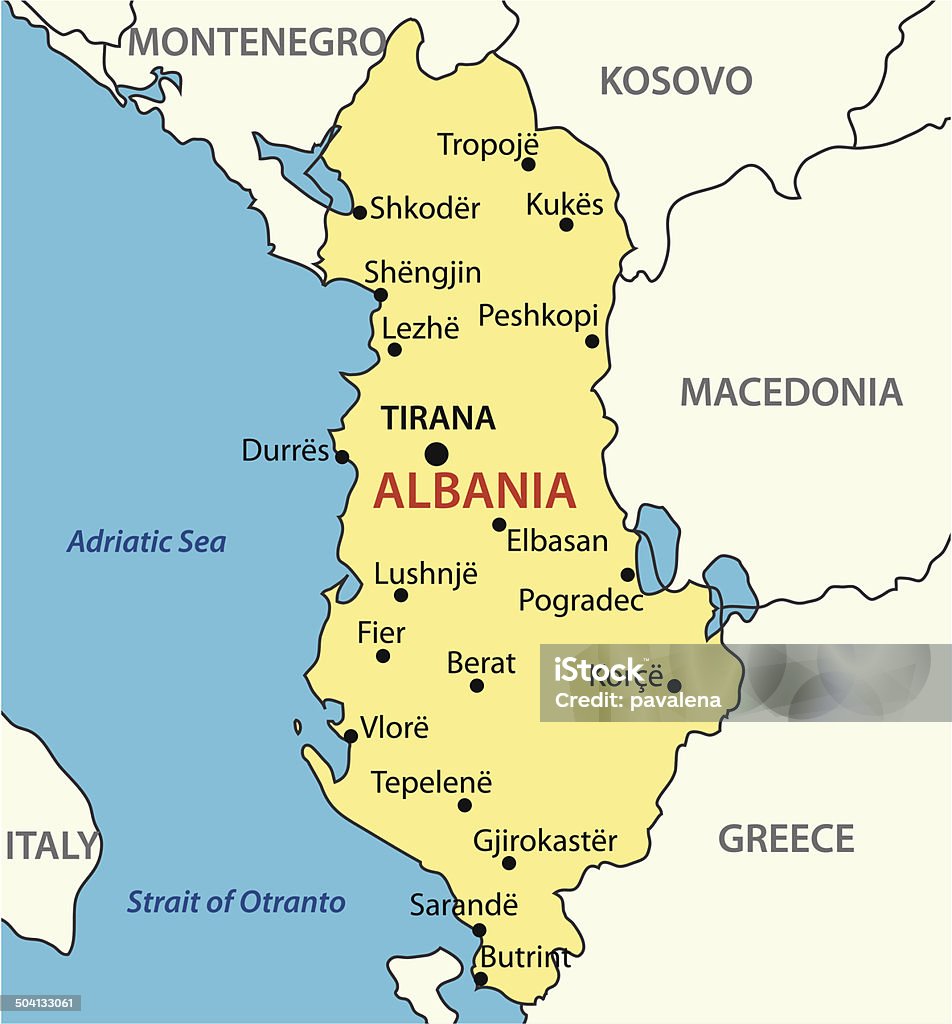 Республики Албания-Векторная карта - Векторная графика Otranto роялти-фри