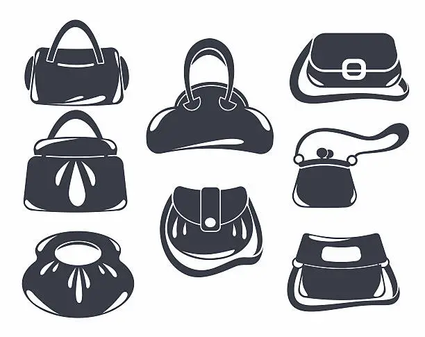 Vector illustration of woman accessories, bags and purse