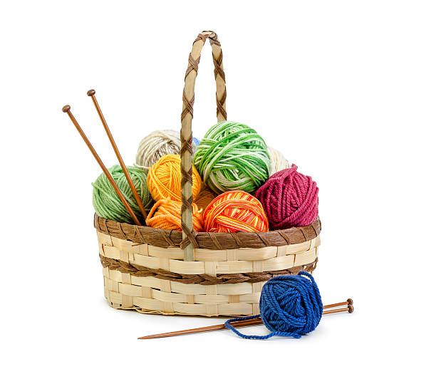 istock Wicker basket with balls of yarn 504133970