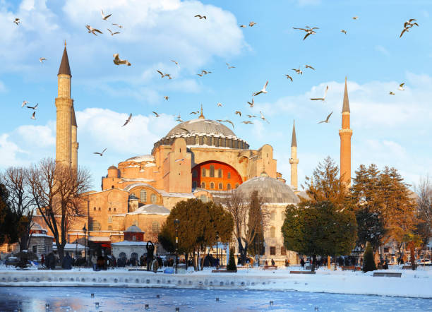 istock Snowy view of Hagia Sophia 504134230