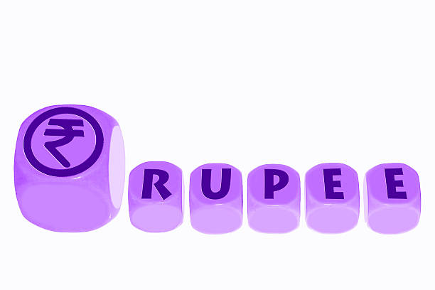 RUPEE symbol with word RUPEE on cubes
