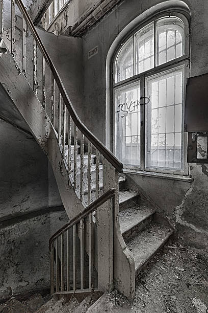 istock Damaged stairs in the stairwell 504136031