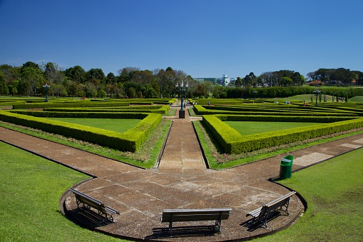 The Botanical Garden of Curitiba no state of Parana, and one of the most beautiful urban parks in Brazil , which highlights its large glass greenhouse.