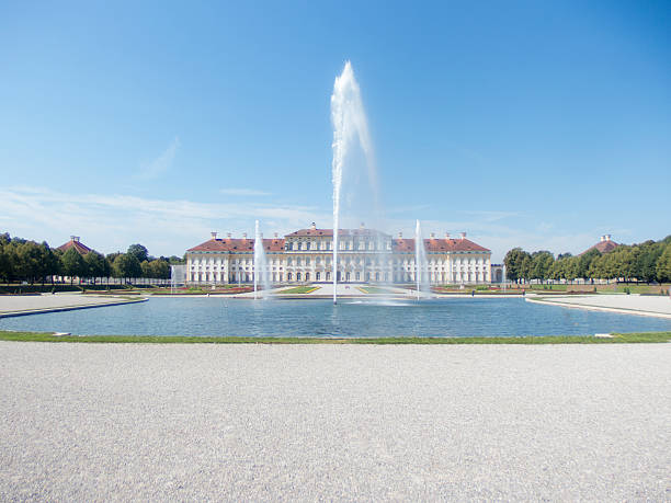 Vienna, Austria - 27 may 2019 : lily pond and Naiad fountain in the garden of the Schonbrunn Palace, imperial summer residence in Vienna, Austria