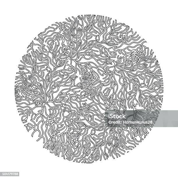 Coral Graphic Circle Background Stock Illustration - Download Image Now - Coral - Cnidarian, Black And White, Pattern