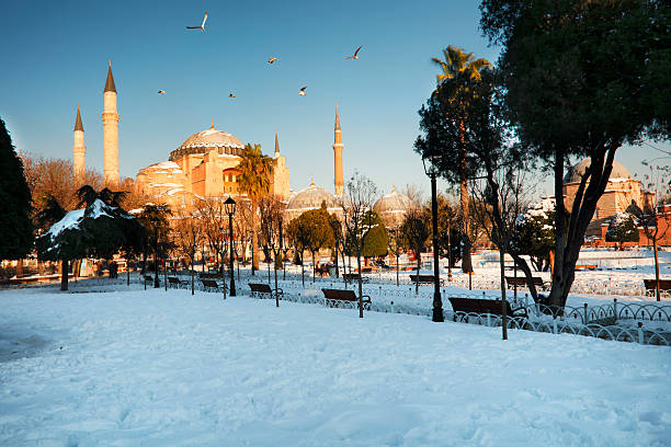 istock Snowy view of Hagia Sophia 504180850