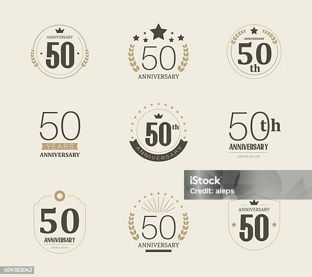 Fifty Years Anniversary Logo 50th Anniversary Vintage Logotype Stock Illustration - Download Image Now