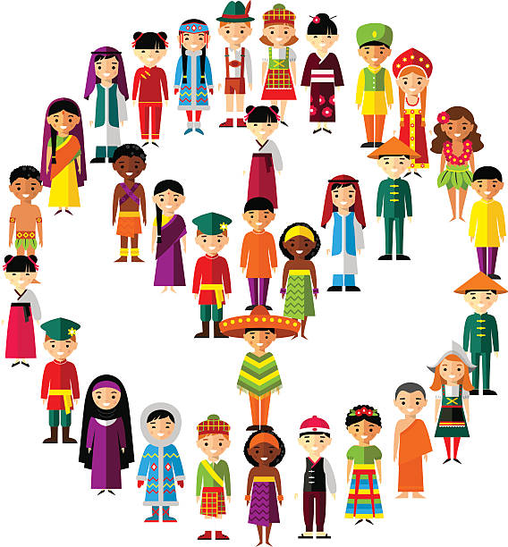 ilustrações de stock, clip art, desenhos animados e ícones de nacional de ilustração vetorial de multiculturais crianças, pessoas no planeta terra - all asian currencies