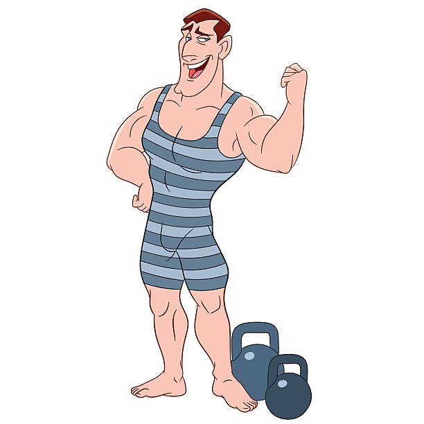 귀여운 말풍선이 있는 bodybuilder - strongman weightlifting human muscle men stock illustrations