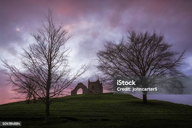 Burrow Mump Church Ruins Stock Photo - Download Image Now - Somerset - England, Animal Den, Burrow - Somerset