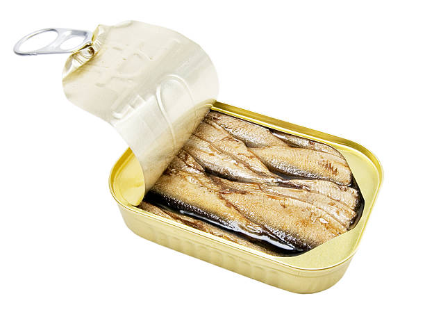 istock Open tin of sprats with vegetable oil 504185546