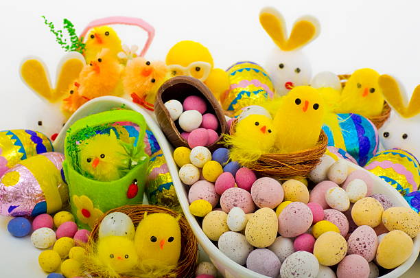 Uova di Pasqua e Chicks - foto stock