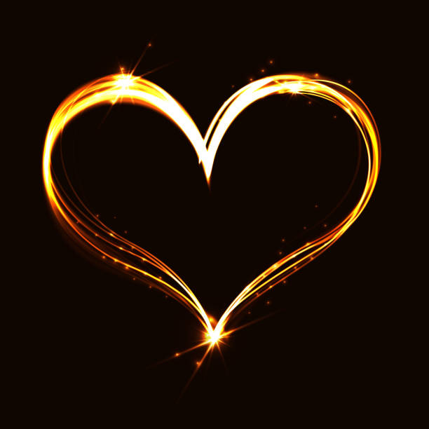 Abstract flare heart on dark background. Abstract neon heart on dark background. Design for Valentine's Day party flyers. Happy Valentines Day. Vector illustration. glow in the dark hearts background stock illustrations