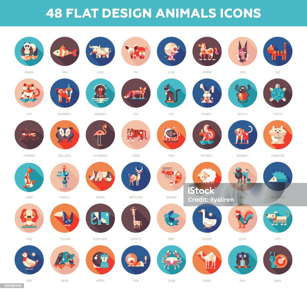 Un design sauvage et les animaux domestiques icônes set - clipart vectoriel de Chien libre de droits
