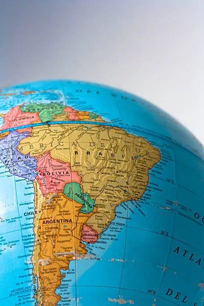 Globe showing soutamerica on white background