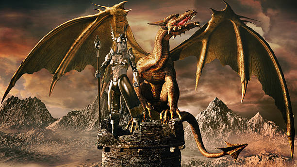 istock Sorceress and Golden Dragon 504193192