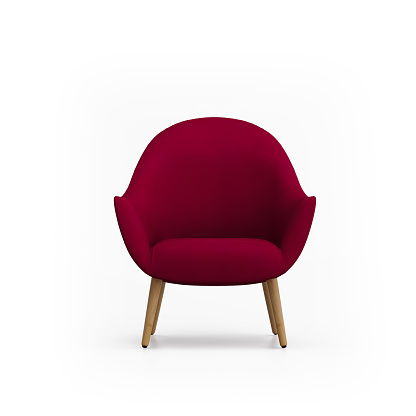 Rendering of an Isolated red armchair
