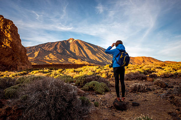 Female traveler in Teide park