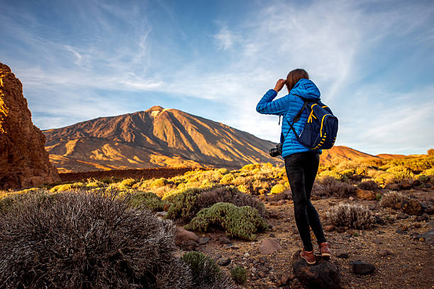 istock Female traveler in Teide park 504220046
