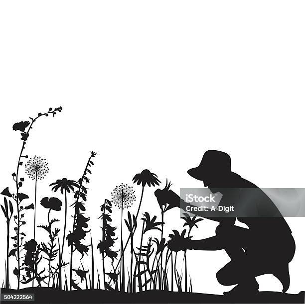 Gardener Stock Illustration - Download Image Now - In Silhouette, Gardening, Flower