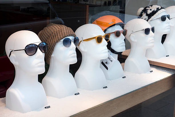 Styrofoam heads on display at retail store