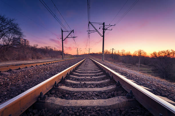 istock Train platform at sunset. Railroad. Railway station 504226200