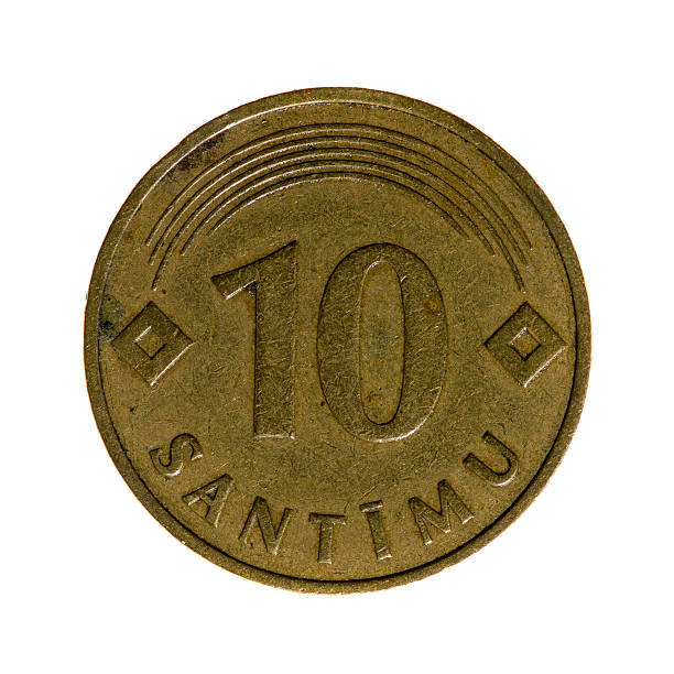 istock metal coins ten centimes Latvia isolated on white background. to 504226696