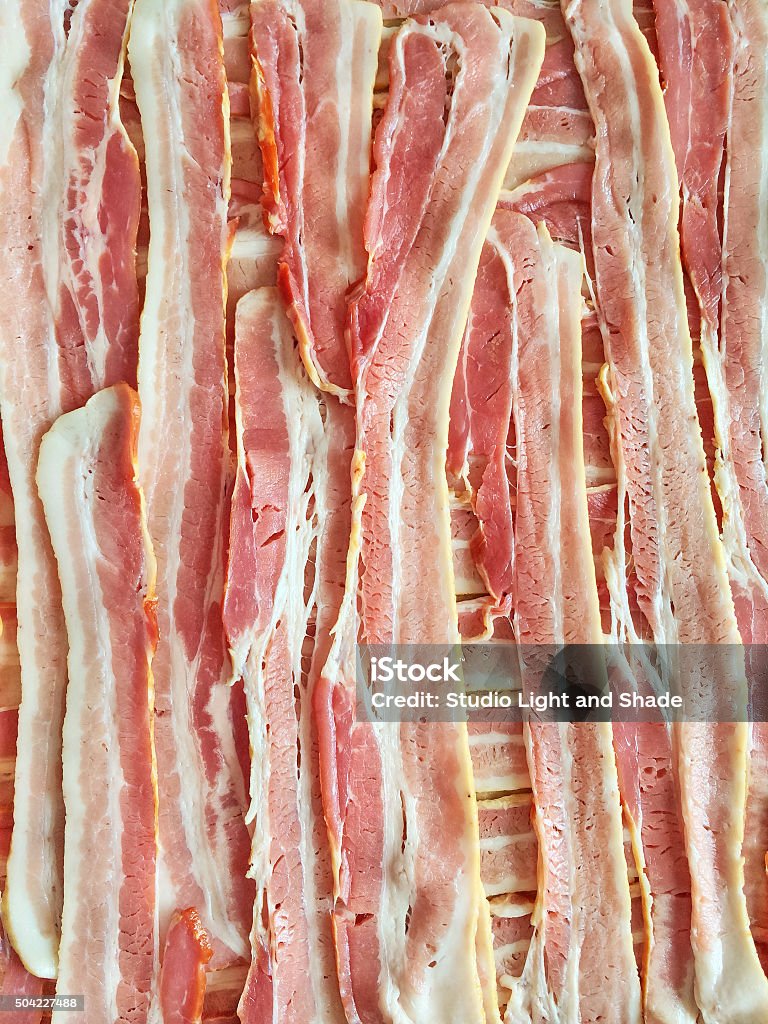 Fresh bacon background Slices of fresh bacon. Meat background. Backgrounds Stock Photo