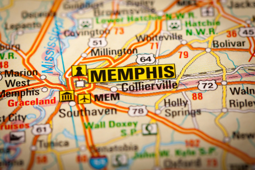 Map Photography: Memphis City on a Road Map