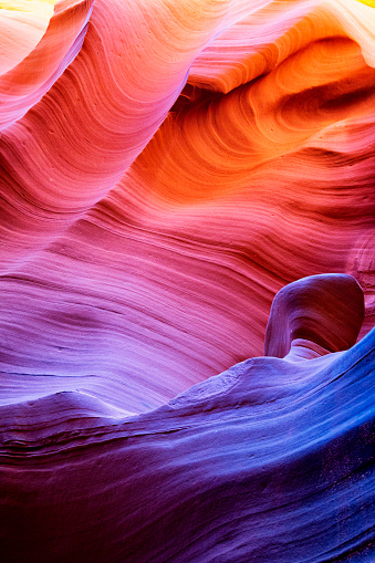 Abstract nature of Upper Antelope Canyon. The canyon is part of a series of slot canyons on Navajo land in Arizona, USA.