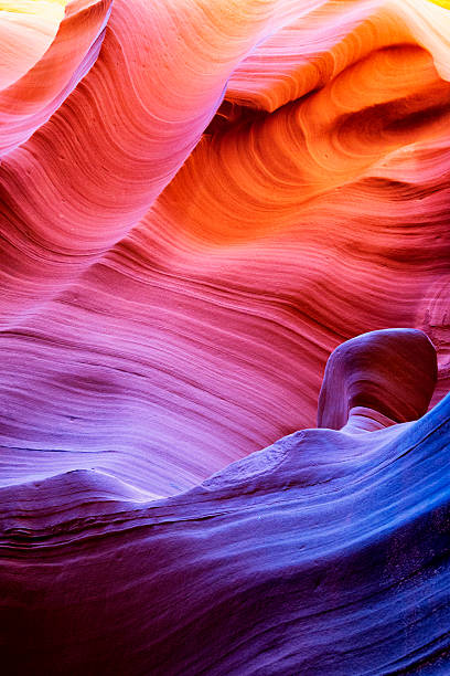 Upper Antelope Canyon in Arizona, USA Abstract nature of Upper Antelope Canyon. The canyon is part of a series of slot canyons on Navajo land in Arizona, USA. southwest usa photos stock pictures, royalty-free photos & images