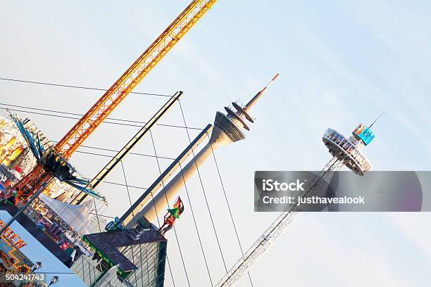 Fun Fair And Television Tower Stock Photo - Download Image Now - Architecture, Bridge - Built Structure, City